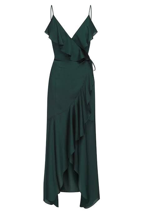 Shona Joy Luxe Bias frill wrap dress | Emerald – the style squad