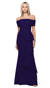 Bariano Quinny Off Shoulder Gown | Navy