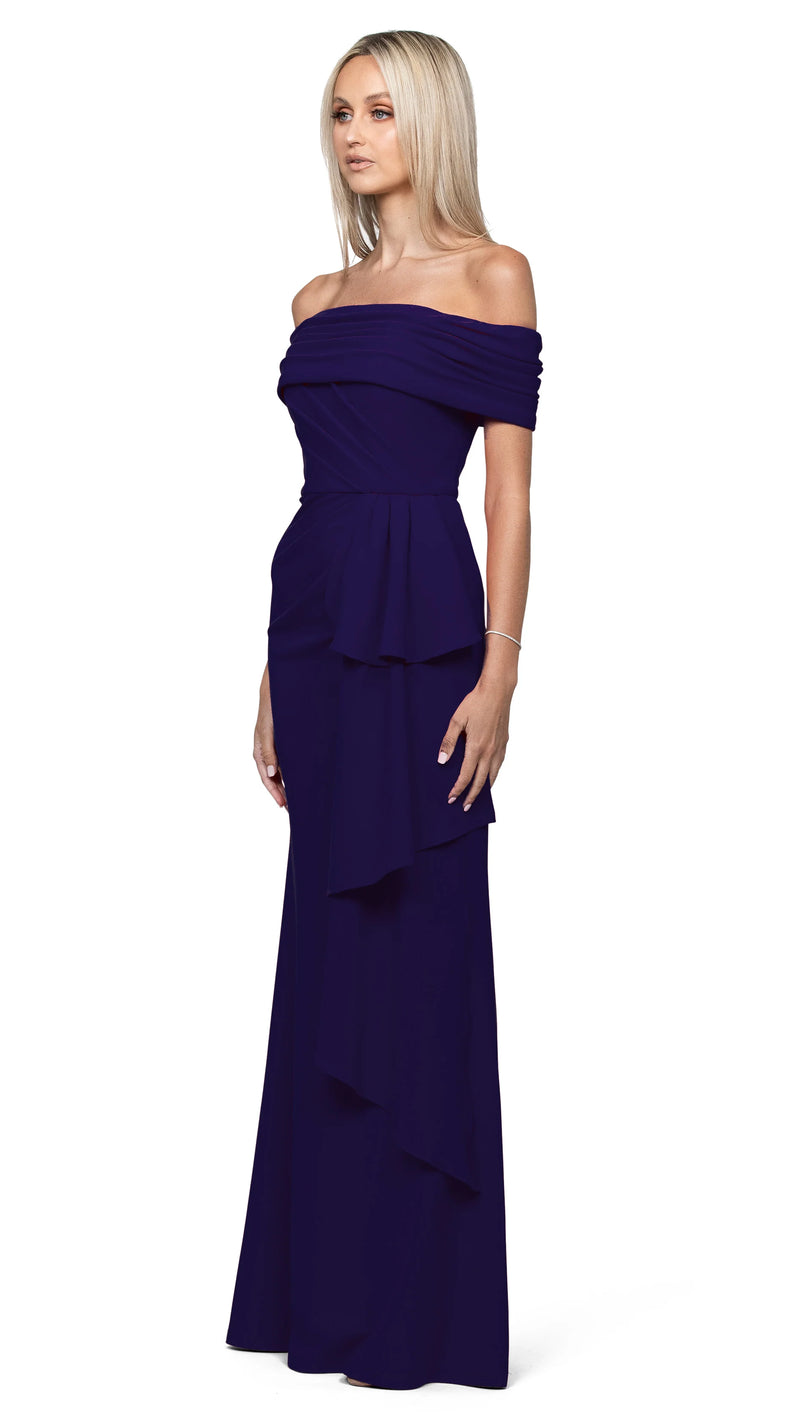 Bariano Quinny Off Shoulder Gown | Navy