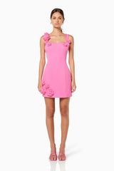 Elliatt Trompe 3D Floral Mini Dress | Pink