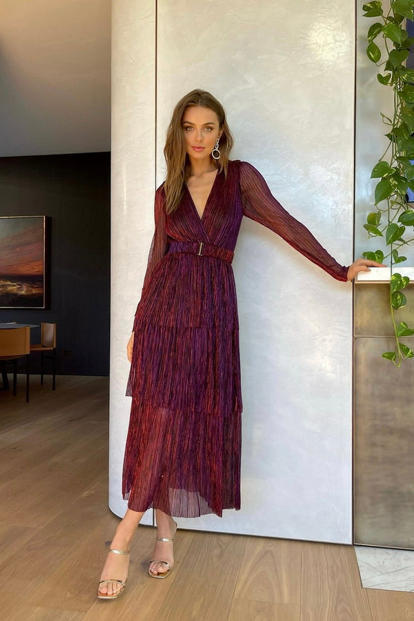 Sheike All That Sparkles Dress | Burgundy